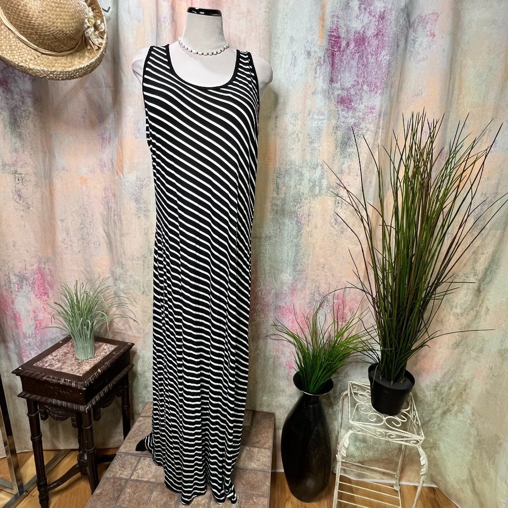 📌Relaxx Casual Stripes  Plus Size Viscose Blend Maxi  Dress